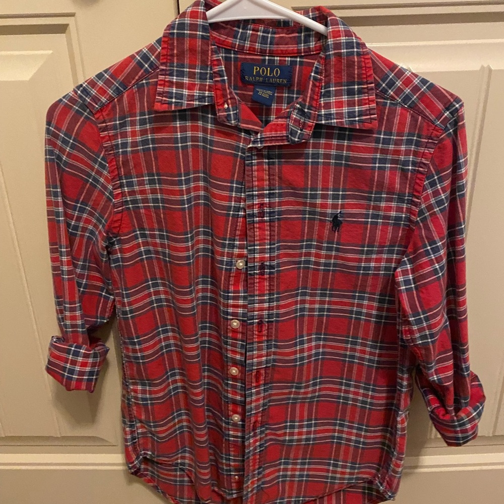 Boys M (10/12) polo long sleeve button down
